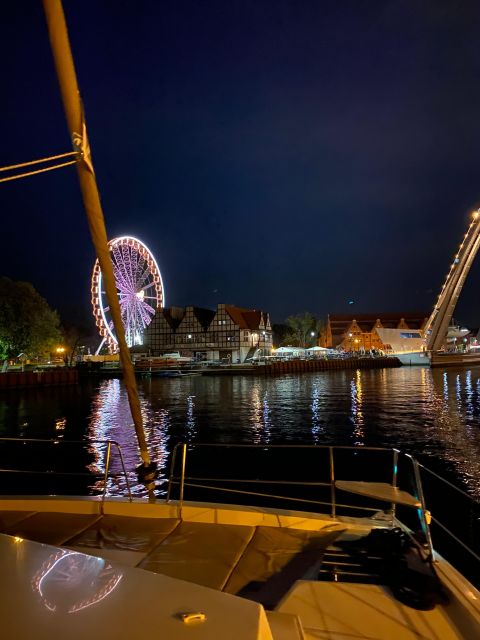 Gdansk: Scenic Evening Yacht Cruise with Welcome Drink - The Crane and Granary Island from the water