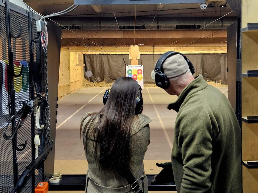 Krakow: Shooting range with hotel pickup - Choosing between a revolver, Glock, Uzi, and AK-47