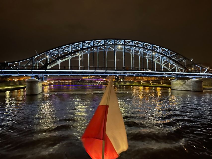 Krakow: Vistula Night Cruise by Gondola w/ Audio Commentary - The first bridges and Kazimierz waterfront