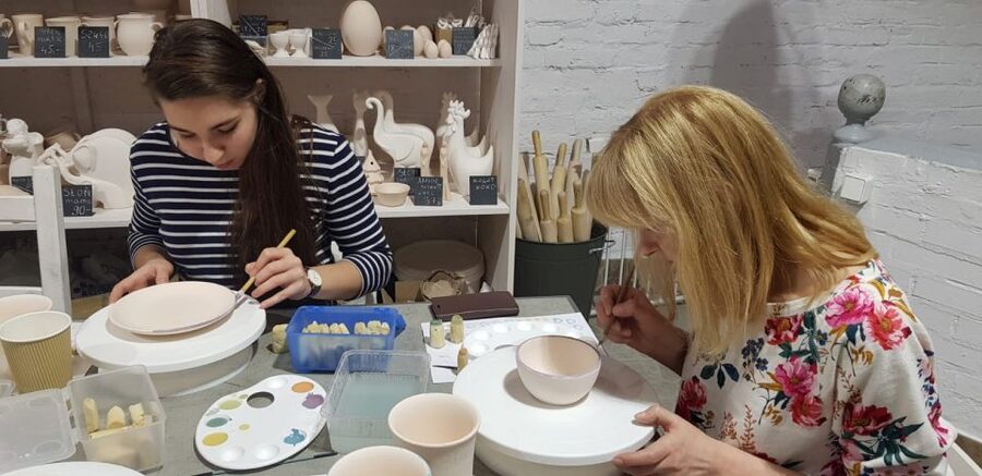 Warsaw: Pottery Decorating Ceramic Workshop - The stamps, paints, and composition choices
